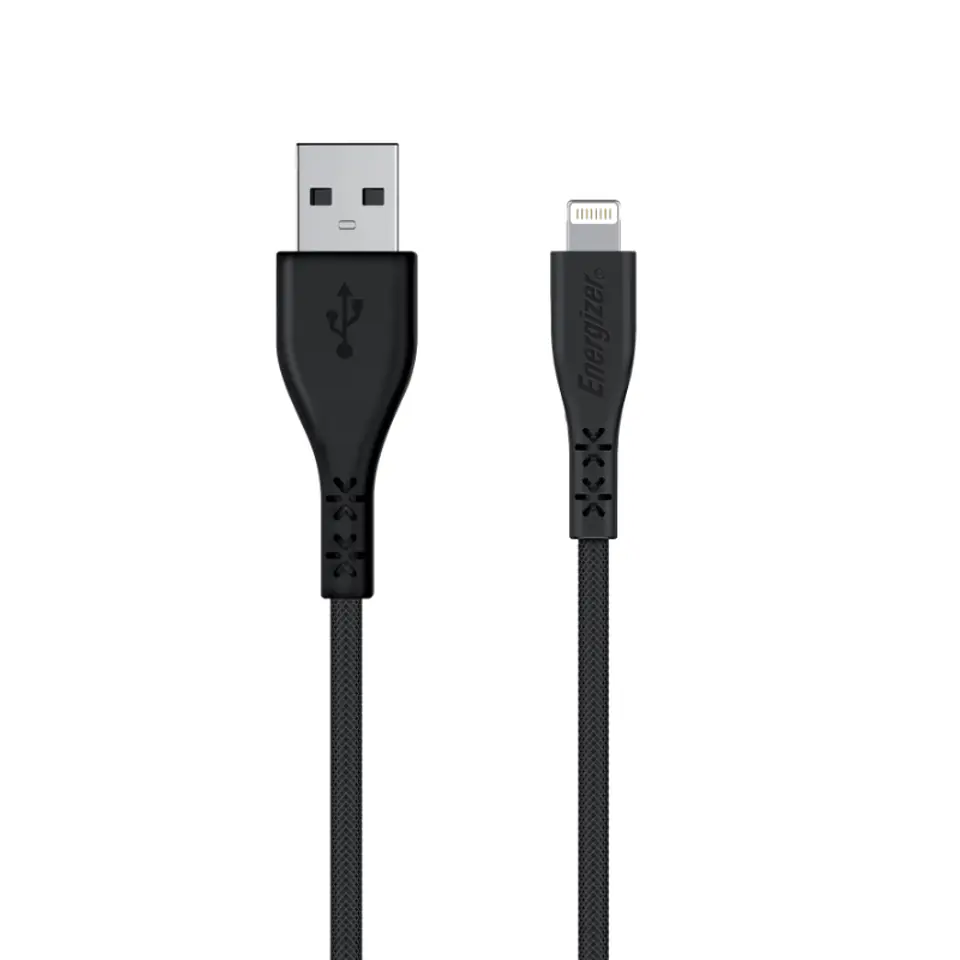 ⁨Energizer HardCase - Kabel połączeniowy USB-A do Lightning certyfikat MFi 1.2m (Czarny) dożywotnia gwarancja⁩ w sklepie Wasserman.eu