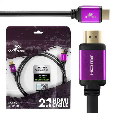 ⁨Kabel UHS HDMI 2.1 8K Spacetronik SH-SPR010 1m⁩ w sklepie Wasserman.eu