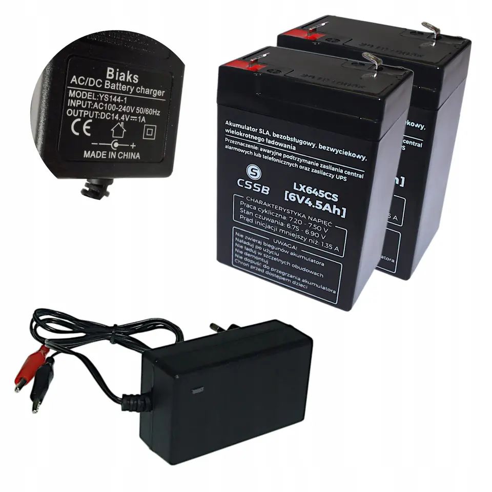 ⁨SET 2x 6V 4.5Ah battery + Multi-LED CHARGER+⁩ at Wasserman.eu