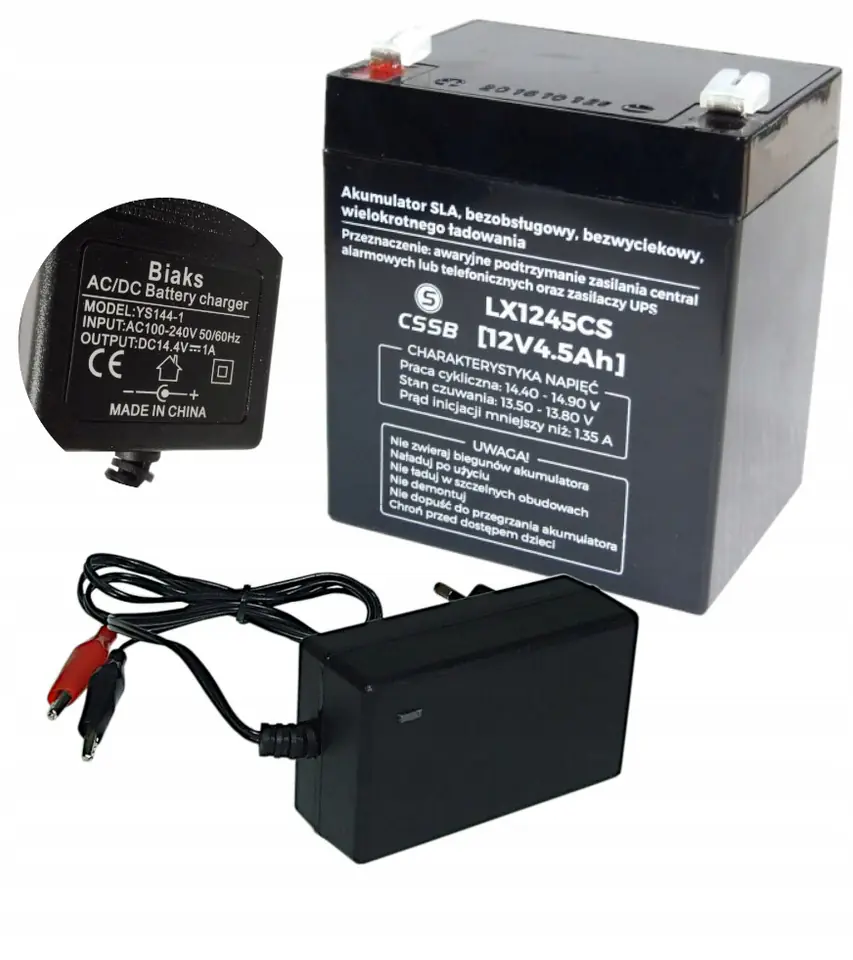 ⁨Gel battery AGM 12V 4,5Ah + CHARGER 1V Multi-LED+⁩ at Wasserman.eu