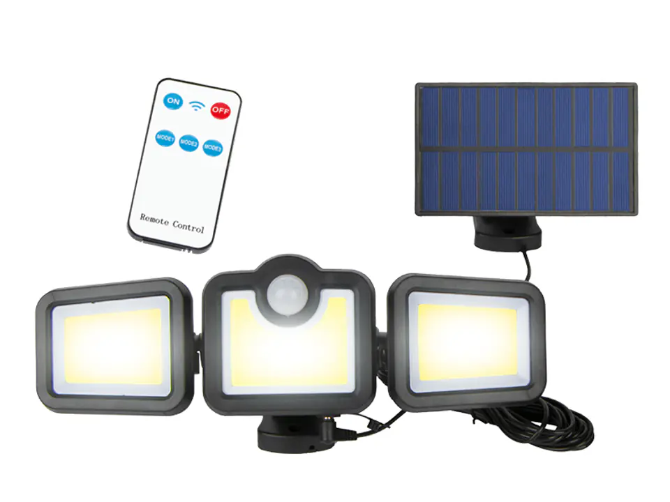 ⁨1 szt.  Lampa ścienna solarna regulowana LTC, 108 LED smd 300lm, IP65, czujnik ruchu, akumulator 2400mAh⁩ w sklepie Wasserman.eu