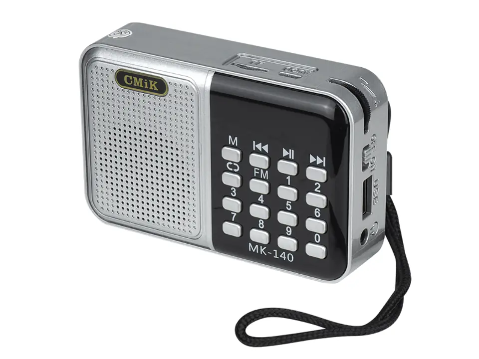 ⁨1 szt. Radio prznośne MK-140S wyświetlacz,USB,MicroSD,AUX z baterią BL-5C i kablem Micro USB srebrne⁩ w sklepie Wasserman.eu