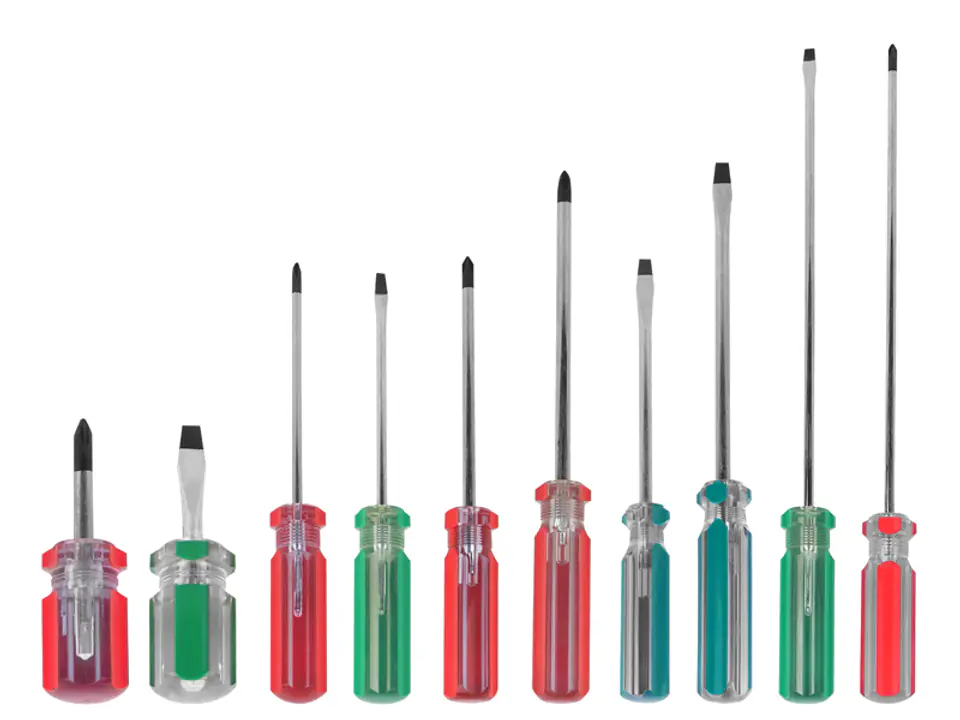 ⁨HY970B screwdriver set, 10 pieces, red - green. (1LM)⁩ at Wasserman.eu