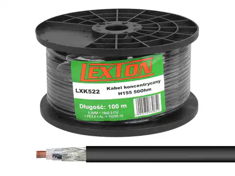 ⁨PS H155 coaxial cable 100m black, 50 Ohm. (1LM)⁩ at Wasserman.eu