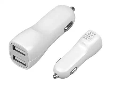 ⁨1 szt. PS Ładowarka samochodowa dual USB 2.1A biała.⁩ w sklepie Wasserman.eu