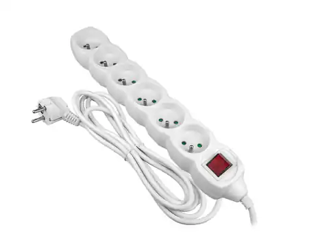 ⁨Extension cable 6 sockets with grounding and circuit breaker, 3 m, white. (1LM)⁩ at Wasserman.eu