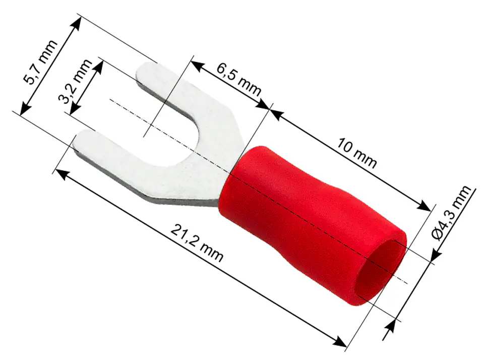 ⁨Connector fork.insulat. screw3,2 cable 4,3⁩ at Wasserman.eu