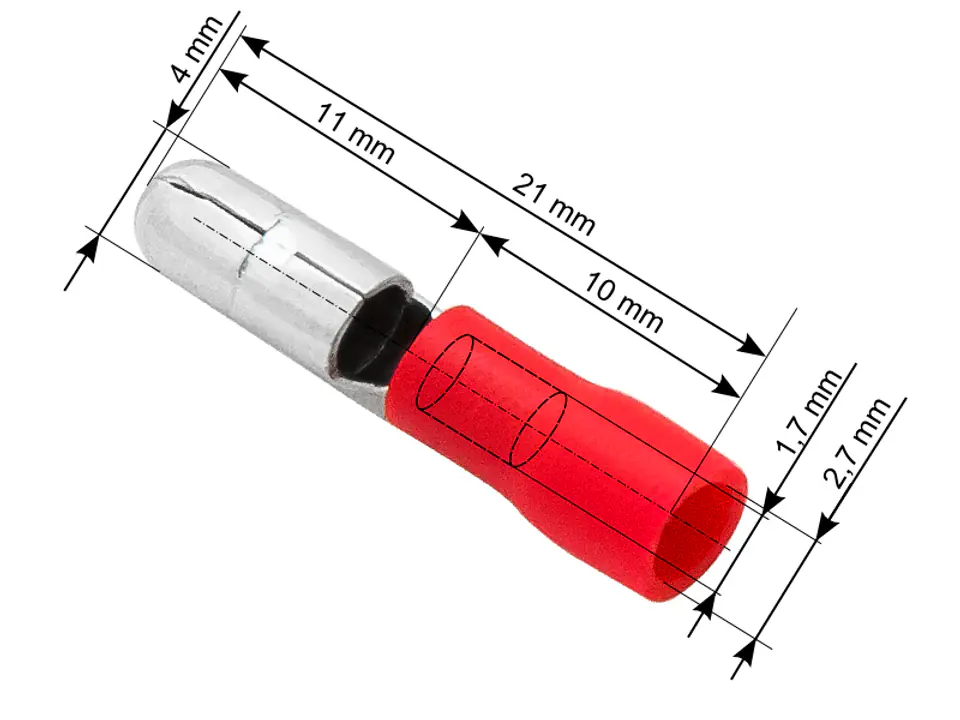 ⁨43-044# Konektor izol.wtyk 4,0/21mm czerwony⁩ w sklepie Wasserman.eu