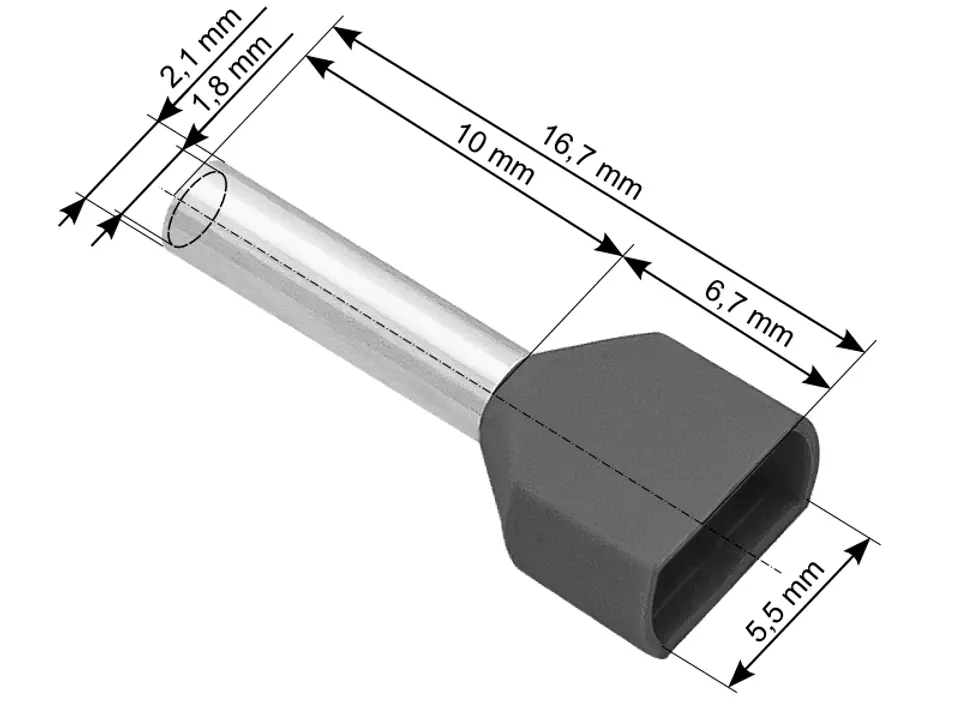 ⁨Connector insulator sleeve 2x0,75/10 grey⁩ at Wasserman.eu