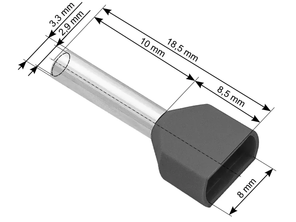 ⁨Connector insulator sleeve 2x2,5/10 grey⁩ at Wasserman.eu