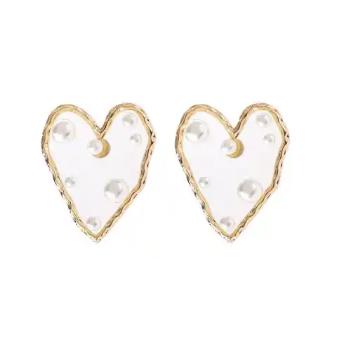 ⁨Kolczyki wiszące pearls serce K1232⁩ w sklepie Wasserman.eu