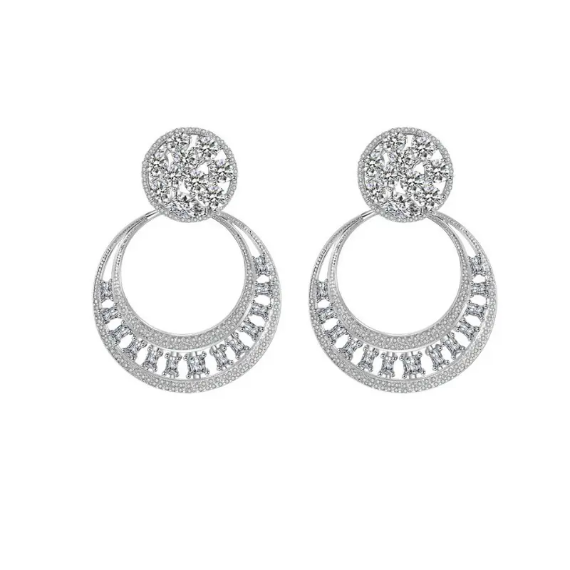 ⁨Hanging Wedding Earrings With Crystals Surgical Steel KSL60⁩ at Wasserman.eu