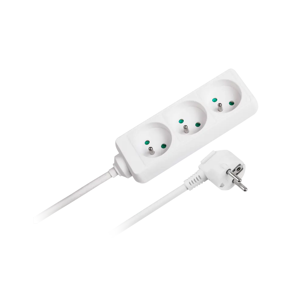 ⁨Extension cable white Rebel 3 sockets, cable 3m (3x1,5mm), without switch⁩ at Wasserman.eu