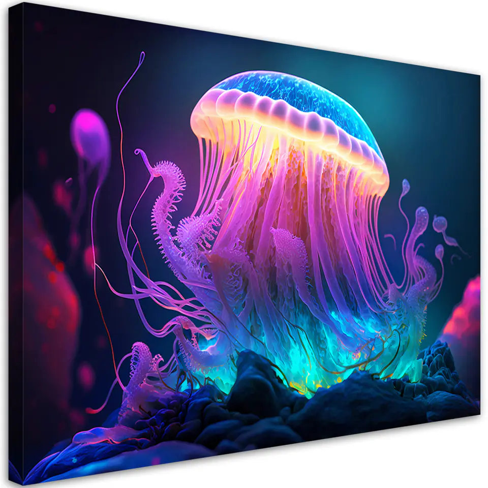 ⁨Obraz na płótnie, Neonowa meduza (Rozmiar 60x40)⁩ w sklepie Wasserman.eu