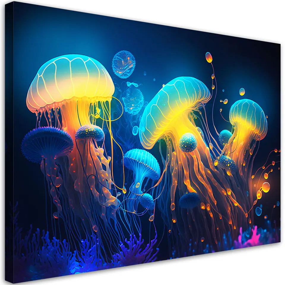 ⁨Obraz na płótnie, Neonowa abstrakcja morska (Rozmiar 60x40)⁩ w sklepie Wasserman.eu