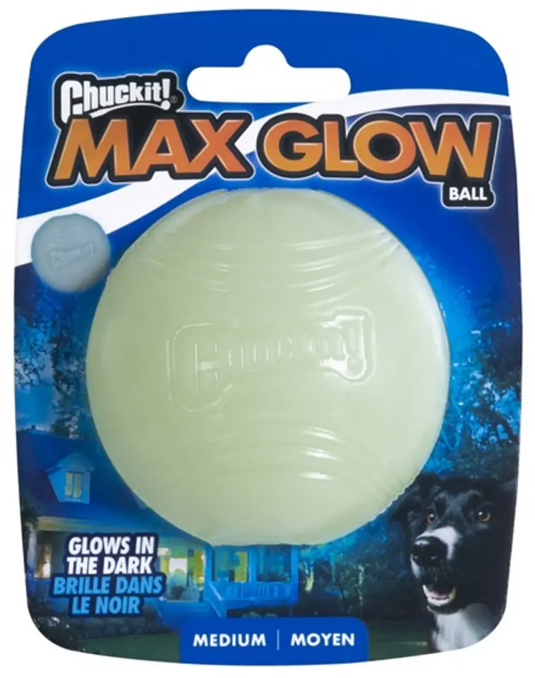 ⁨CHUCKIT MAX GLOW Glow-in-the-dark fetch ball 6,5 cm diameter M size White⁩ at Wasserman.eu