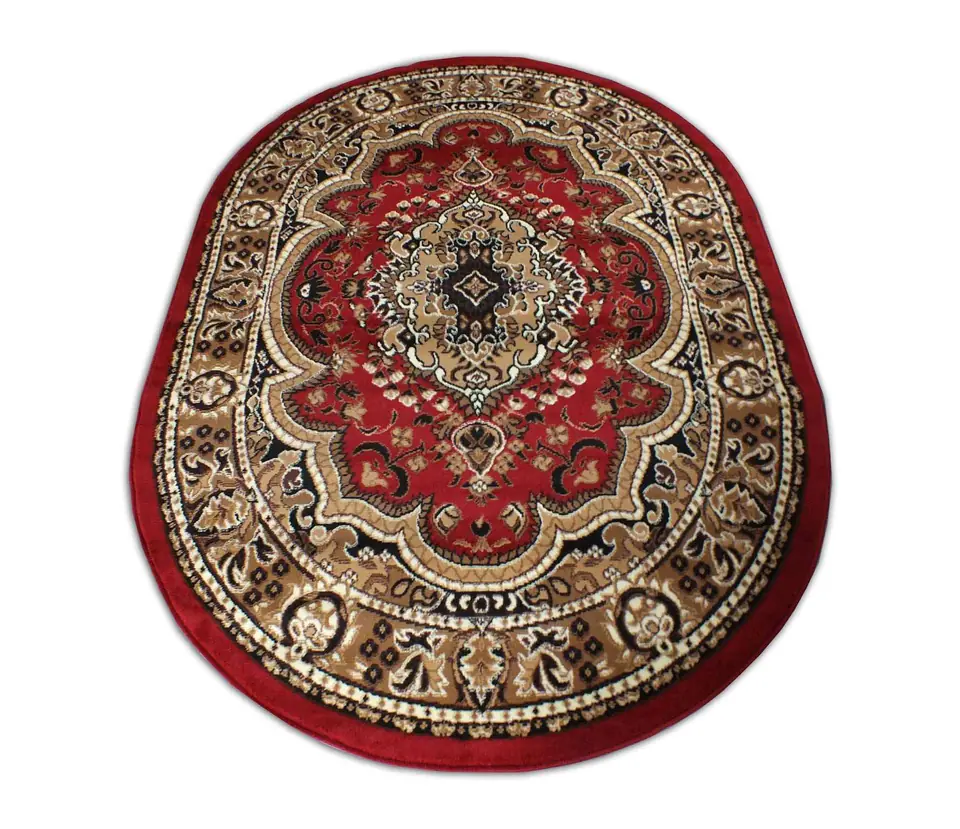 ⁨Dywan owalny BCF Alfa 06 czerwony rozeta : Kolor - czerwony, Rozmiar - 150 x 210 cm⁩ w sklepie Wasserman.eu