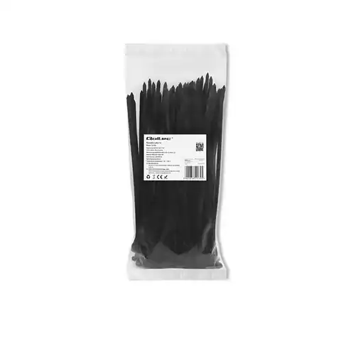⁨Qoltec Opaski zaciskowe wielorazowe/trytytki4.8 * 200mm Nylon UV Czarne⁩ w sklepie Wasserman.eu