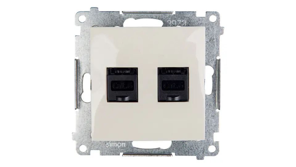 ⁨Simon 54 Computer socket double 2xRJ45 cat.6 with cream aperture D62.01/41⁩ at Wasserman.eu