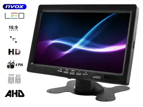 ⁨NVOX AHM607 DUAL monitor samochodowy wolnostojący LCD 7" cali AHD/HD 4PIN z ramką 12/24V⁩ w sklepie Wasserman.eu