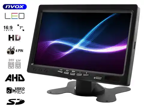 ⁨NVOX AHM612R-S DUAL monitor samochodowy wolnostojący LCD 7" cali AHD/HD 4PIN z ramką 12/24V ZESTAW⁩ w sklepie Wasserman.eu