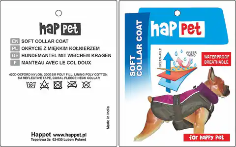 ⁨Kurtka dla psa Happet 353B brąz M-45cm⁩ w sklepie Wasserman.eu