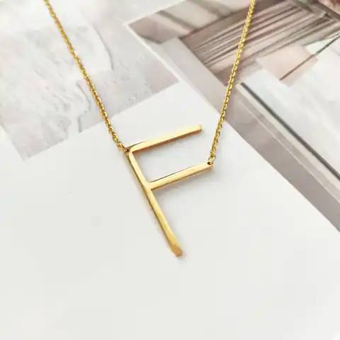 ⁨Necklace surgical steel letter F plated with gold NST995F⁩ at Wasserman.eu