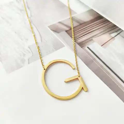 ⁨Necklace surgical steel letter G plated with gold NST995G⁩ at Wasserman.eu
