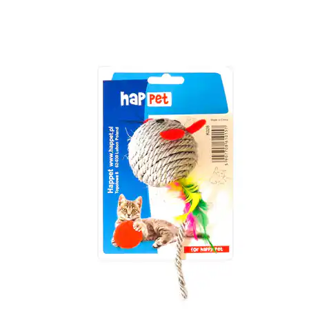 ⁨Zabawka mysz piórka Happet K028  sizal 6.5cm⁩ w sklepie Wasserman.eu