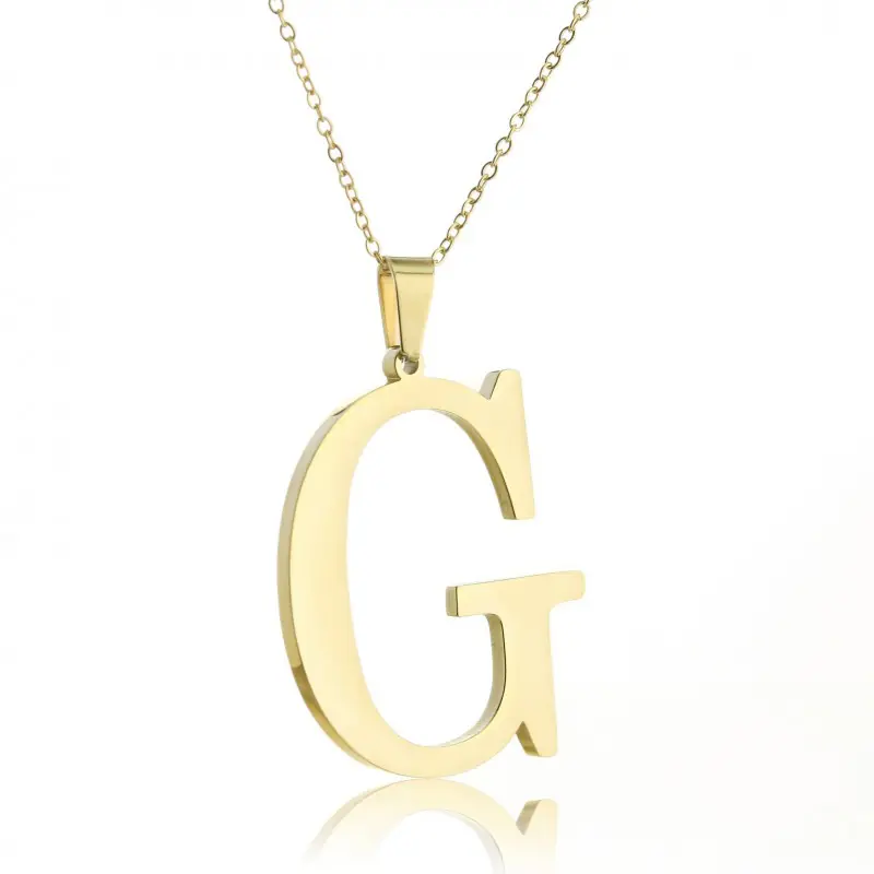 ⁨Naszyjnik stal chirurgiczna literka platerowana złotem NST100G⁩ w sklepie Wasserman.eu