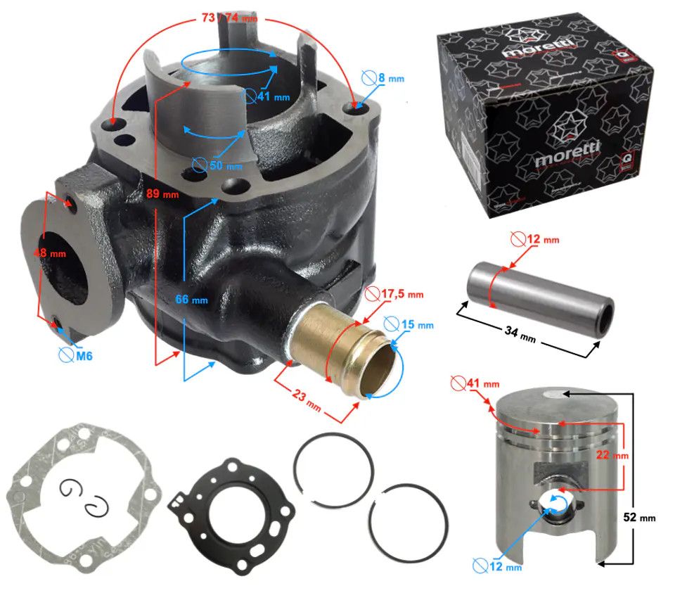 ⁨Cylinder 50cc 2T Moretti do skutera Katana chłodzonego cieczą / kolor czarny⁩ w sklepie Wasserman.eu