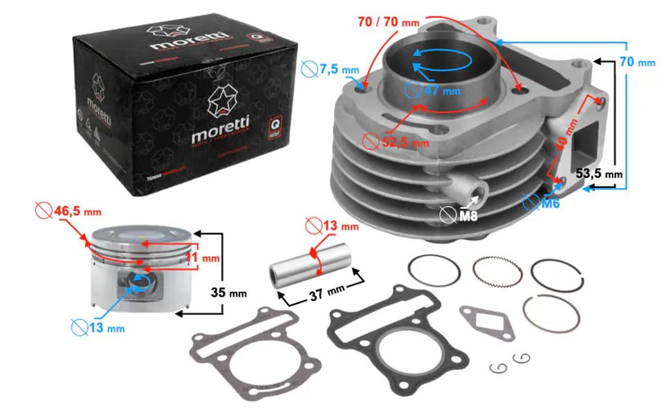 ⁨Cylinder do skutera 80cc 139QMB 4T, z wylotem na czujnik temperatury⁩ w sklepie Wasserman.eu