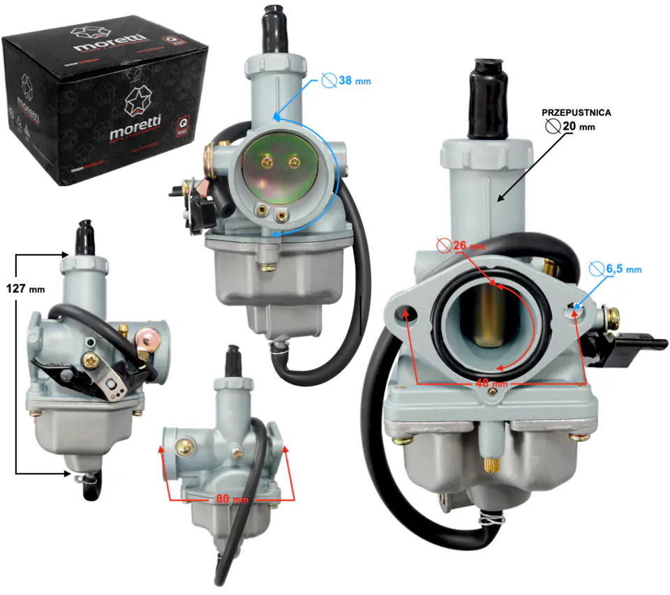 ⁨Gaźnik PZ26, 125cc 4T, p.20mm, ssanie na dźwignię⁩ w sklepie Wasserman.eu