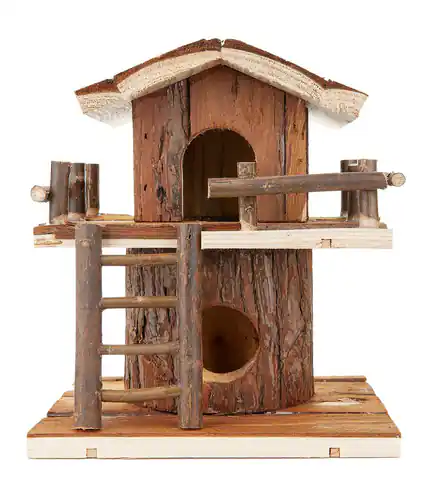 ⁨Domek piętrowy dla chomika, drewniany 21 cm⁩ w sklepie Wasserman.eu