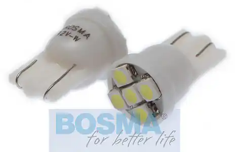 ⁨Żarówka BOSMA 12V 5*LED SMD3528 T10 WHITE 6000K blister⁩ w sklepie Wasserman.eu