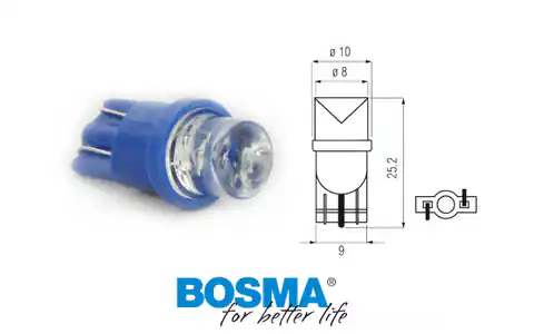 ⁨Żarówka BOSMA 12V 1*LED STANDARD T10 BLUE WIDE VIEWING BLISTER⁩ w sklepie Wasserman.eu