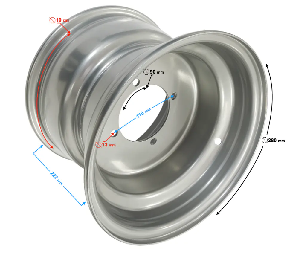 ⁨Felga tylna srebrna 10x8 (110mm) ATV⁩ w sklepie Wasserman.eu