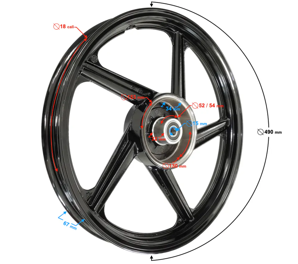 ⁨Felga tylna 18-1,85 z hamulcem bębnowym do motoroweru Sprint 2 aluminiowa⁩ w sklepie Wasserman.eu