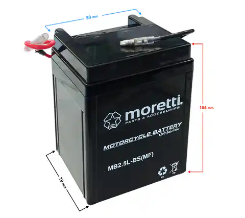 ⁨Akumulator Moretti AGM (Gel) MB2,5L-C⁩ w sklepie Wasserman.eu