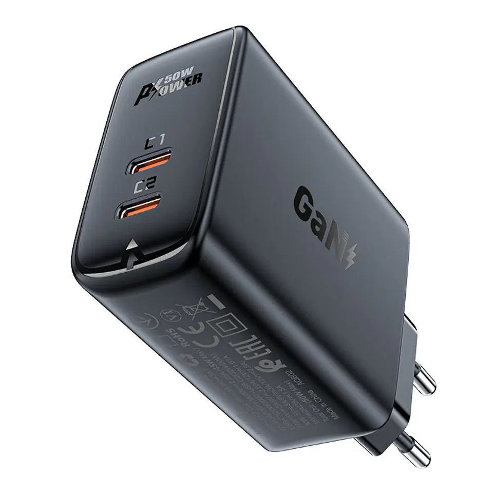 ⁨Acefast A29 PD50W GaN (USB-C+USB-C) dual port charger black⁩ w sklepie Wasserman.eu