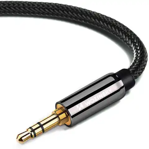 ⁨Wozinsky kabel AUX kątowy (męski-męski) kabel mini jack 3 m czarny⁩ w sklepie Wasserman.eu