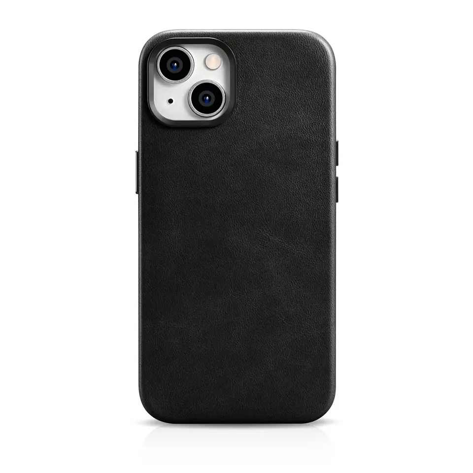 ⁨iCarer Oil Wax Premium Leather Case skórzane etui iPhone 14 magnetyczne z MagSafe czarny (WMI14220701-BK)⁩ w sklepie Wasserman.eu