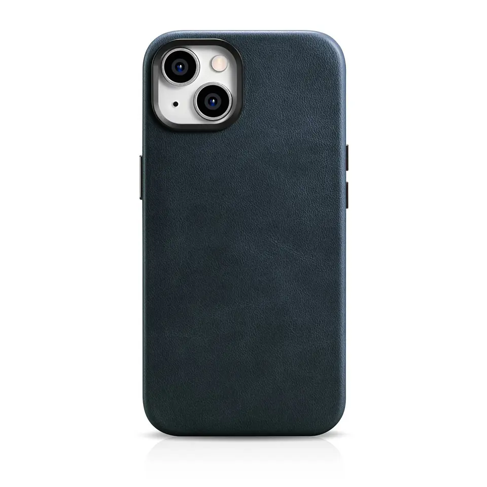⁨iCarer Oil Wax Premium Leather Case skórzane etui iPhone 14 magnetyczne z MagSafe ciemnoniebieski (WMI14220701-BU)⁩ w sklepie Wasserman.eu