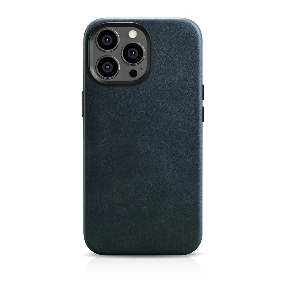 ⁨iCarer Oil Wax Premium Leather Case skórzane etui iPhone 14 Pro Max magnetyczne z MagSafe ciemnoniebieski (WMI14220704-BU)⁩ w sklepie Wasserman.eu