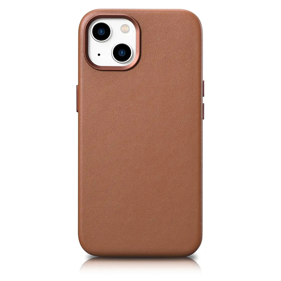 ⁨iCarer Case Leather pokrowiec etui z naturalnej skóry do iPhone 14 brązowy (WMI14220705-BN) (kompatybilne z MagSafe)⁩ w sklepie Wasserman.eu