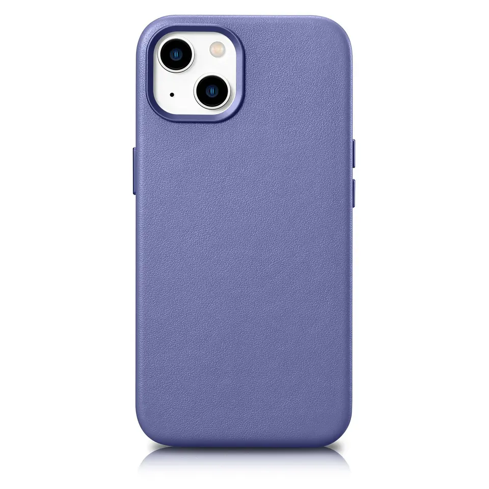 ⁨iCarer Case Leather pokrowiec etui z naturalnej skóry do iPhone 14 jasnofioletowy (WMI14220705-LP) (kompatybilne z MagSafe)⁩ w sklepie Wasserman.eu
