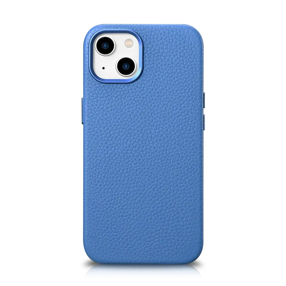 ⁨iCarer Litchi Premium Leather Case skórzane etui iPhone 14 magnetyczne z MagSafe jasnoniebieski (WMI14220709-LB)⁩ w sklepie Wasserman.eu
