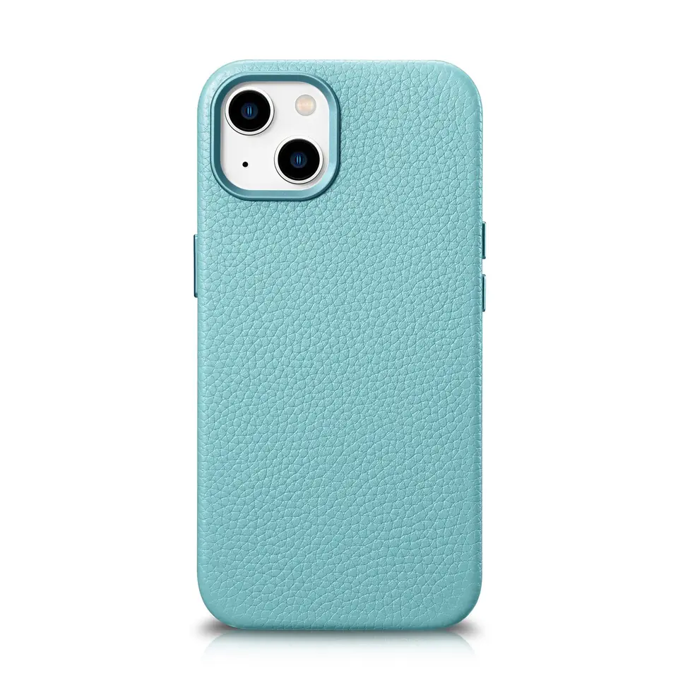 ⁨iCarer Litchi Premium Leather Case skórzane etui iPhone 14 magnetyczne z MagSafe zielony (WMI14220709-GN)⁩ w sklepie Wasserman.eu
