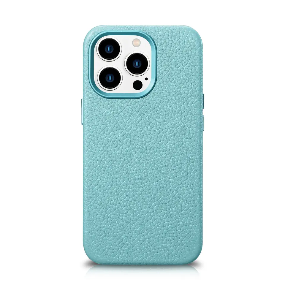 ⁨iCarer Litchi Premium Leather Case skórzane etui iPhone 14 Pro magnetyczne z MagSafe zielony (WMI14220710-GN)⁩ w sklepie Wasserman.eu