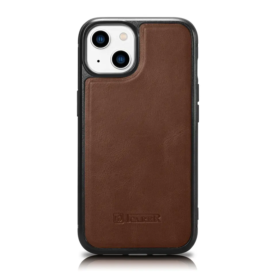 ⁨iCarer Leather Oil Wax etui pokryte naturalną skórą do iPhone 14 Plus (kompatybilne z MagSafe) brązowy (WMI14220719-BN)⁩ w sklepie Wasserman.eu